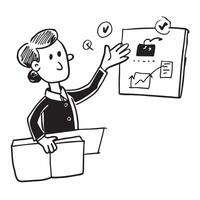 Simple flat design icon Teacher using enthusiastic gestures to explain a concept in class concept as A teacher using enthusiastic gestures to explain a concept in class emphasizing Clear vector