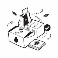 Simple flat design icon Sustainable Packaging Solutions concept as A company implements innovative sustainable packaging solutions to reduce environmental impactSimple flat illust Clear Set 2 vector