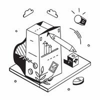 Simple flat design icon Sustainable Packaging Solutions concept as A company implements innovative sustainable packaging solutions to reduce environmental impactSimple flat illust Clear vector