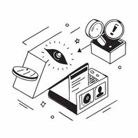 Simple flat design icon Surveillance Data Management concept as Monitoring and managing surveillance data with a focus on privacy and compliance in security operationsSimple flat Clear vector