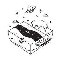 Simple flat design icon Surfing under Bioluminescent Skies concept as Surfers catch bioluminescent waves under a sky lit by both stars and the oceans natural luminescenceSimple fl Clear Set 2 vector