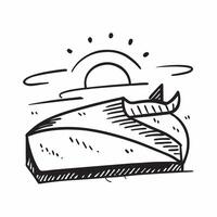 Simple flat design icon Sunset Over Sand Dunes concept as Sand dunes ripple under a fading sunset casting intricate shadows and creating a tapestry of light and texture flat illus Clear vector