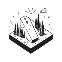 Simple flat design icon Sunbeams in Dense Woodland concept as Sunbeams pierce through the dense foliage of an old growth forest creating a play of light and shadow Simple flat ill Clear vector