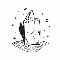 Simple flat design icon Stars Over Historical Ruins concept as Ancient ruins bask under a star filled sky connecting historical grandeur with the timeless universe flat illustrati Clear vector