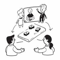 Simple flat design icon Step family leading a discussion on managing family transitions concept as A step family confidently leading a discussion on managing family transitions hig Clear vector