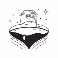 Simple flat design icon Stars over Coastal Cliffs concept as Stars twinkle brightly above rugged coastal cliffs offering a striking contrast between the land and the cosmos flat i Clear vector
