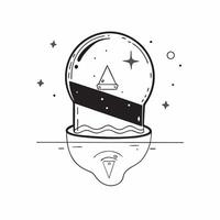 Simple flat design icon Starry Lake Reflections concept as Stars reflect on the glassy surface of a serene lake doubling the starry spectacle and enhancing the nights tranquility Clear vector