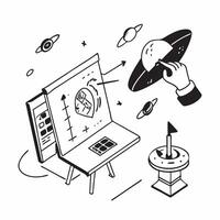 Simple flat design icon Spacecraft Simulation Training concept as Space engineers participate in spacecraft simulation training to prepare for real world space mission challengesS Clear Set 2 vector