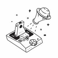 Simple flat design icon Spacecraft Docking Technology concept as Innovations in spacecraft docking technology to facilitate smoother connections between spacecraft in orbitSimple Clear vector