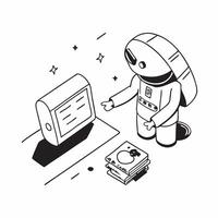 Simple flat design icon Spacecraft System Diagnostics concept as Technicians and engineers perform diagnostics and maintenance on spacecraft systems to ensure mission readinessSim Clear vector