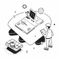 Simple flat design icon Spacecraft Simulation Training concept as Space engineers participate in spacecraft simulation training to prepare for real world space mission challengesS Clear Set 3 vector