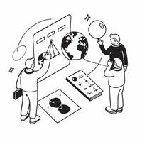 Simple flat design icon Space Weather Monitoring concept as Scientists analyze space weather data to predict solar activity and protect satellites and communication systemsSimple Clear vector