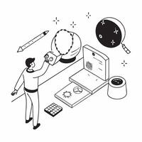 Simple flat design icon Space Weather Monitoring concept as Scientists analyze space weather data to predict solar activity and protect satellites and communication systemsSimple Clear Set 2 vector