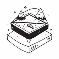 Simple flat design icon Snow Capped Reflections concept as Tranquil waters reflect the majestic snow capped mountains creating a perfect symmetry in nature Simple flat illustratio Clear vector