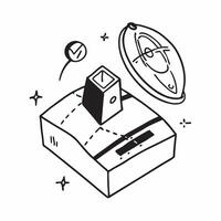 Simple flat design icon Space Navigation Systems concept as Presentation of cutting edge space navigation systems designed to guide spacecraft through complex orbital pathsSimple Clear vector