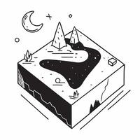 Simple flat design icon Reflections of the Aurora concept as Northern lights reflect in the still waters of a serene lake doubling the visual spectacle of the vibrant aurora Simpl Clear vector