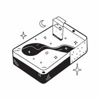 Simple flat design icon Reflections in Bioluminescent Waters concept as Calm waters reflect the glowing bioluminescence creating a mirror effect with the night sky and starsSimple Clear vector