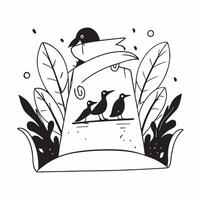 Simple flat design icon Rainforest Canopy Birds concept as Tropical birds perch high in the rainforest canopy their vivid colors a stark contrast against the green leaves Simple f Clear vector