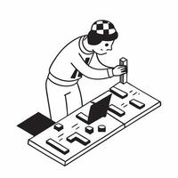 Simple flat design icon Racing Driver Preparing for Race concept as A racing driver prepares mentally and physically before a high speed race embodying determination and skill fla Clear vector