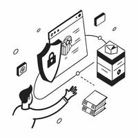 Simple flat design icon Protecting Customer Data concept as A data privacy officer ensures customer data is protected in line with regulatory standards and company policiesSimple Clear vector