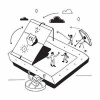 Simple flat design icon Playground Fun Tiles concept as Playful and colorful tiles illustrating children at play in various playground settings vibrant and full of life flat illus Clear vector