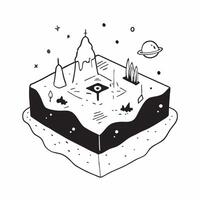 Simple flat design icon Peaks Under Starry Skies concept as Snow capped mountains under starry skies create a breathtaking nocturnal landscape where snow meets the cosmos Simple f Clear vector
