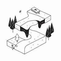Simple flat design icon Path Through Old Growth Forest concept as A winding path leads adventurers through the heart of an old growth forest surrounded by towering ancient trees S Clear vector