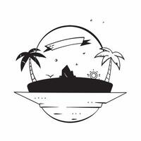 Simple flat design icon Palm trees silhouetted against a vibrant sunset sky concept as Palm trees silhouetted against a vibrant sunset sky with ample copyspace for text evoking the Clear vector