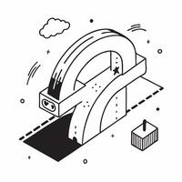 Simple flat design icon Overpass Rainbow Arch concept as An overpass with a rainbow arching perfectly above creating a stunning gateway in the urban landscape flat illustration in Clear vector