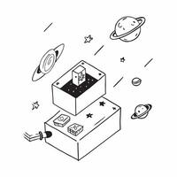 Simple flat design icon Outer Space Exploration Tiles concept as Outer space themed tiles that capture the thrill of exploration and the mysteries of the universe for young minds Clear vector