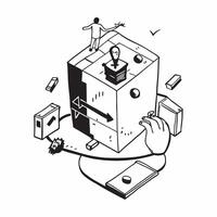 Simple flat design icon Omnichannel Experience Design concept as Creating integrated omnichannel experiences to ensure consistency across all customer touchpointsSimple flat illus Clear vector