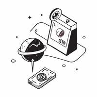 Simple flat design icon Orbital Debris Monitoring concept as Monitoring systems in place to track and manage orbital debris to ensure safe space operationsSimple flat illustration Clear Set 2 vector
