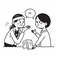Simple flat design icon Nurse using comforting gestures while speaking to a patient concept as A nurse using comforting gestures while speaking to a patient showcasing positive bod Clear vector