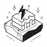 Simple flat design icon Nighttime City Thunder concept as A cityscape at night brightly illuminated by a crack of lightning showcasing urban resilience flat illustration in isomet Clear vector