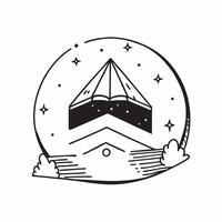 Simple flat design icon Mountain Summit at Night concept as A lone summit under a vast starry sky offers an awe inspiring view ideal for contemplation and cosmic wonder flat illus Clear vector