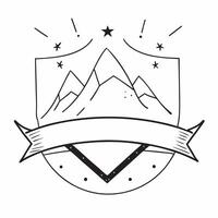Simple flat design icon Mountain Ridge Under Stars concept as Stars twinkle above a rugged mountain ridge outlining the contours with a natural starry border flat illustration in Clear vector