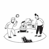 Simple flat design icon Multi generational family with a blind member enjoying a park picnic concept as A multi generational family with a blind member joyfully having a picnic in Clear Set 2 vector