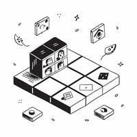 Simple flat design icon Mother Day Memory Mosaic Tiles concept as Mosaic tiles that piece together memories and images in tribute to mothers creating a heartfelt wall display flat Clear vector