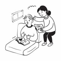 Simple flat design icon Mother with muscular dystrophy reading a bedtime story to her child concept as A mother with muscular dystrophy reading a bedtime story to her child illustr Clear Set 2 vector
