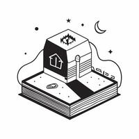 Simple flat design icon Moonlit Mosque Tiles concept as Serene tiles showing mosques under moonlit skies reflecting the peace and spirituality of Eid Al Adha nights flat illustrat Clear vector