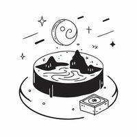 Simple flat design icon Moonlit Hot Springs Experience concept as A moonlit night enhances the mystical allure of hot springs providing a serene and otherworldly soaking experience Clear vector