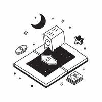 Simple flat design icon Moonlit Eid Prayers Tiles concept as Tiles capturing the serene moment of moonlit prayers during Eid Al Adha reflecting devotion and spirituality flat illu Clear vector
