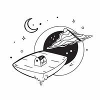 Simple flat design icon Moonlit Bioluminescent Surfing concept as Surfers catch waves under a moonlit sky with each wave casting a surreal glow from bioluminescent organismsSimple Clear vector