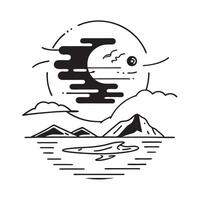 Simple flat design icon Misty Seaside Morning concept as The sea whispers under a blanket of mist crafting a perfect scene for serene seaside moments flat illustration in Clear vector