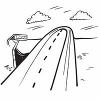 Simple flat design icon Misty Morning Highway concept as A highway stretches into a misty horizon symbolizing journeys and the unknown ahead flat illustration in Clear vector