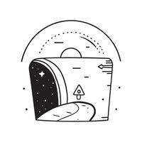 Simple flat design icon Milky Way Arch Over Canyon concept as The Milky Way forms a stunning arch over a deep canyon lighting up the night sky with a celestial display flat illust Clear vector