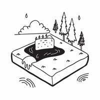 Simple flat design icon Misty Hot Springs Morning concept as A serene hot spring emits mist in the early morning light nestled in a tranquil forest setting flat illustration in is Clear vector