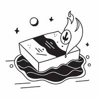 Simple flat design icon Midnight Glow on the Shore concept as Waves crashing on a dark beach emitting a mystical blue glow under the moonlightSimple flat illustration in isometric Clear Set 2 vector