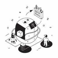 Simple flat design icon Lunar Habitat Construction concept as Engineers and astronauts collaborate on constructing a sustainable lunar habitat for future moon missionsSimple flat Clear vector
