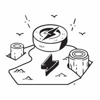 Simple flat design icon Lightning Strike on Mountain concept as Lightning strikes a mountain peak showcasing nature raw power and beauty flat illustration in isometric scene Clear Set 2 vector